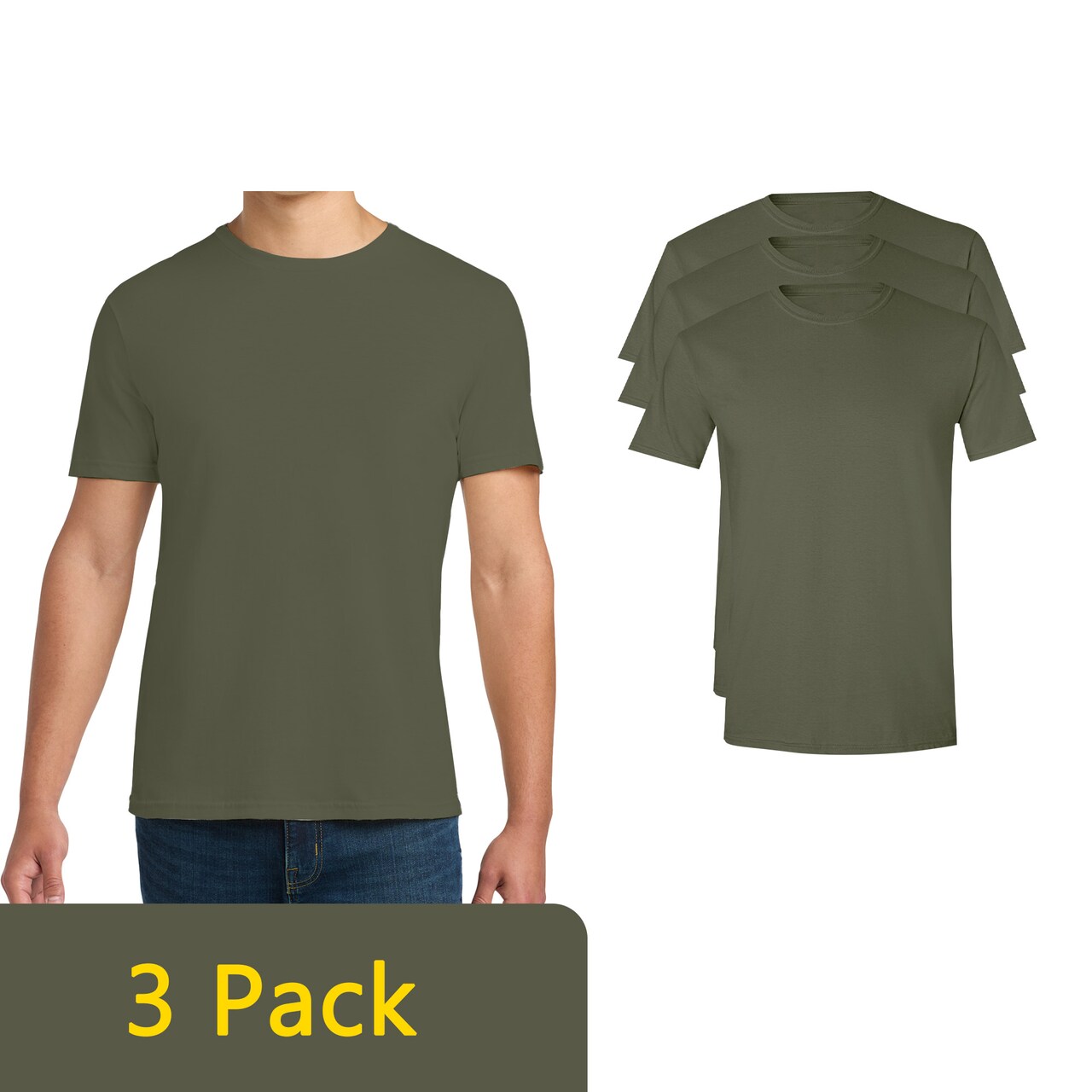 Gildan Men's Softstyle Short Sleeve Blank T-Shirt for DIY Printing & Craft Projects, Military Green
